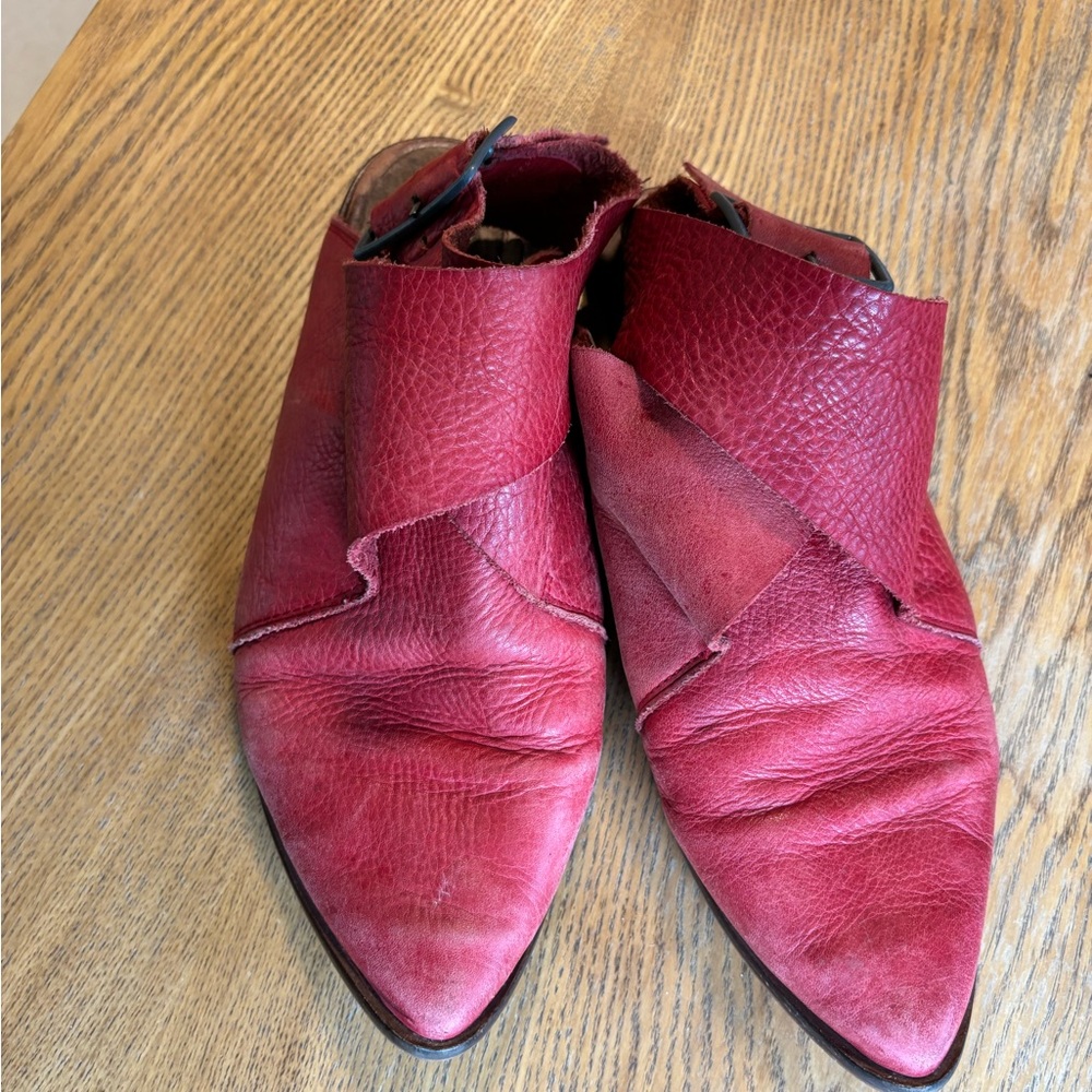 Free People Red Leather Mules